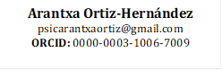 Arantxa Ortiz-Hernández
psicarantxaortiz@gmail.com
ORCID: 0000-0003-1006-7009

