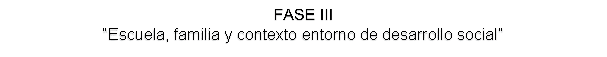 FASE III
“Escuela, familia y contexto entorno de desarrollo social”